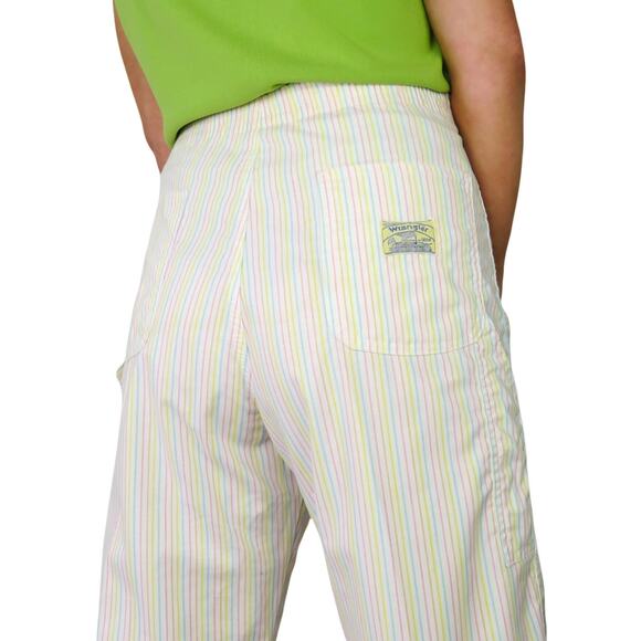 80s Vintage Wrangler Pastel Rainbow Striped Pants High Rise 34" - Picture 1 of 5